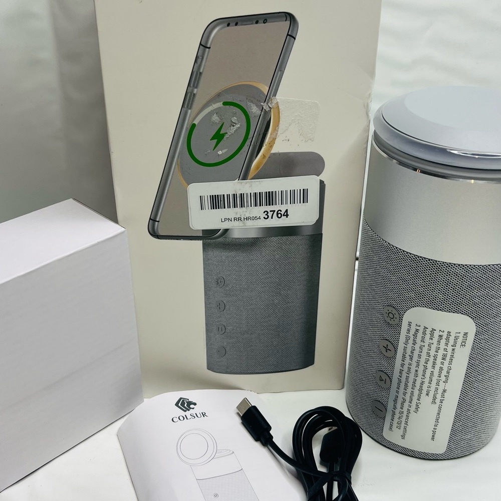 COLSUR Bluetooth Speaker Wireless Charger for iPhone with Night Light -